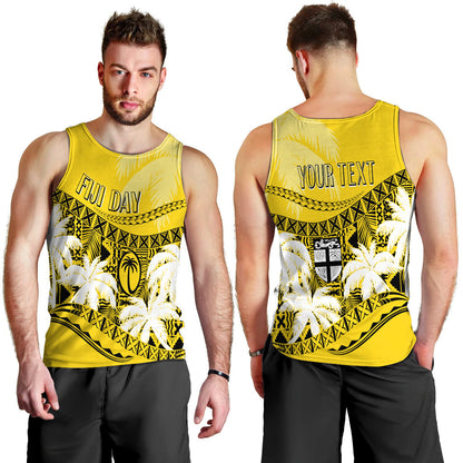 Personalised Fiji Day Men Tank Top Flying Fijians Masi Kesa Style Gold