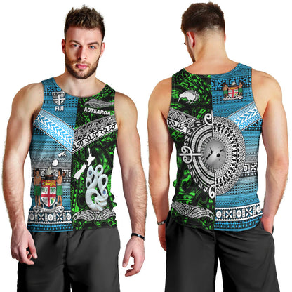 New Zealand Maori Aotearoa Fiji Tapa Together Men Tank Top Green