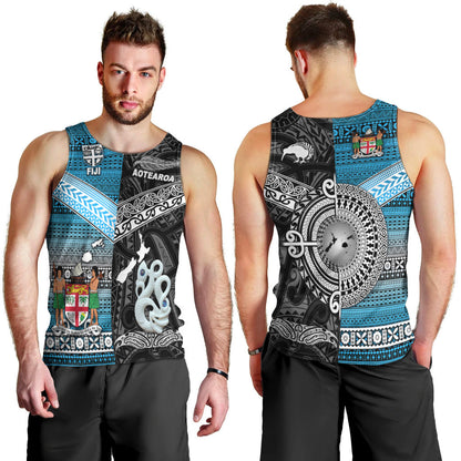 New Zealand Maori Aotearoa Fiji Tapa Together Men Tank Top Black