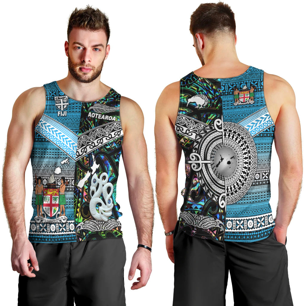 New Zealand Maori Aotearoa Fiji Tapa Together Men Tank Top Paua Shell