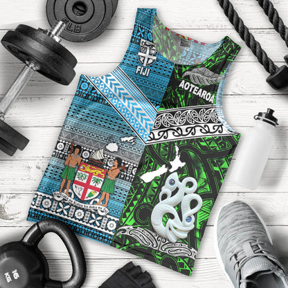 New Zealand Maori Aotearoa Fiji Tapa Together Men Tank Top Green