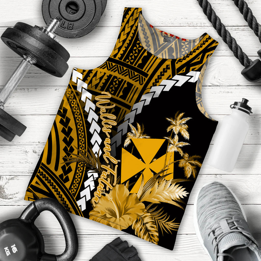 Wallis and Futuna Men Tank Top Polynesian Style Gold Color