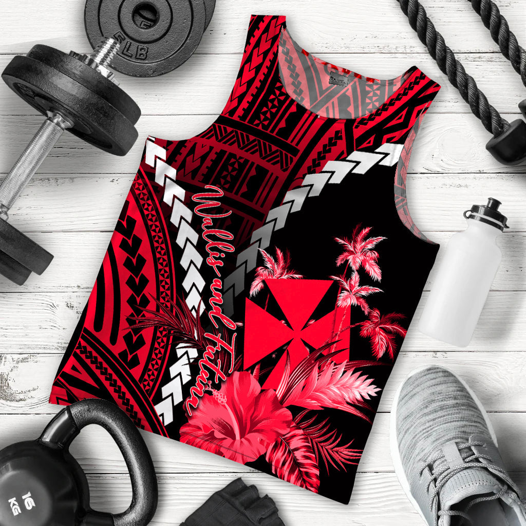 Wallis and Futuna Men Tank Top Polynesian Style Red Color