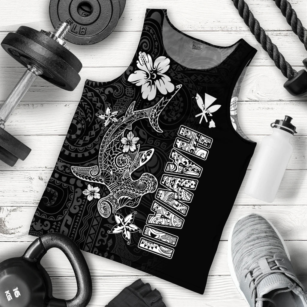 Hawaii Hammerhead Shark Hibiscus Hawaii Pattern Men Tank Top