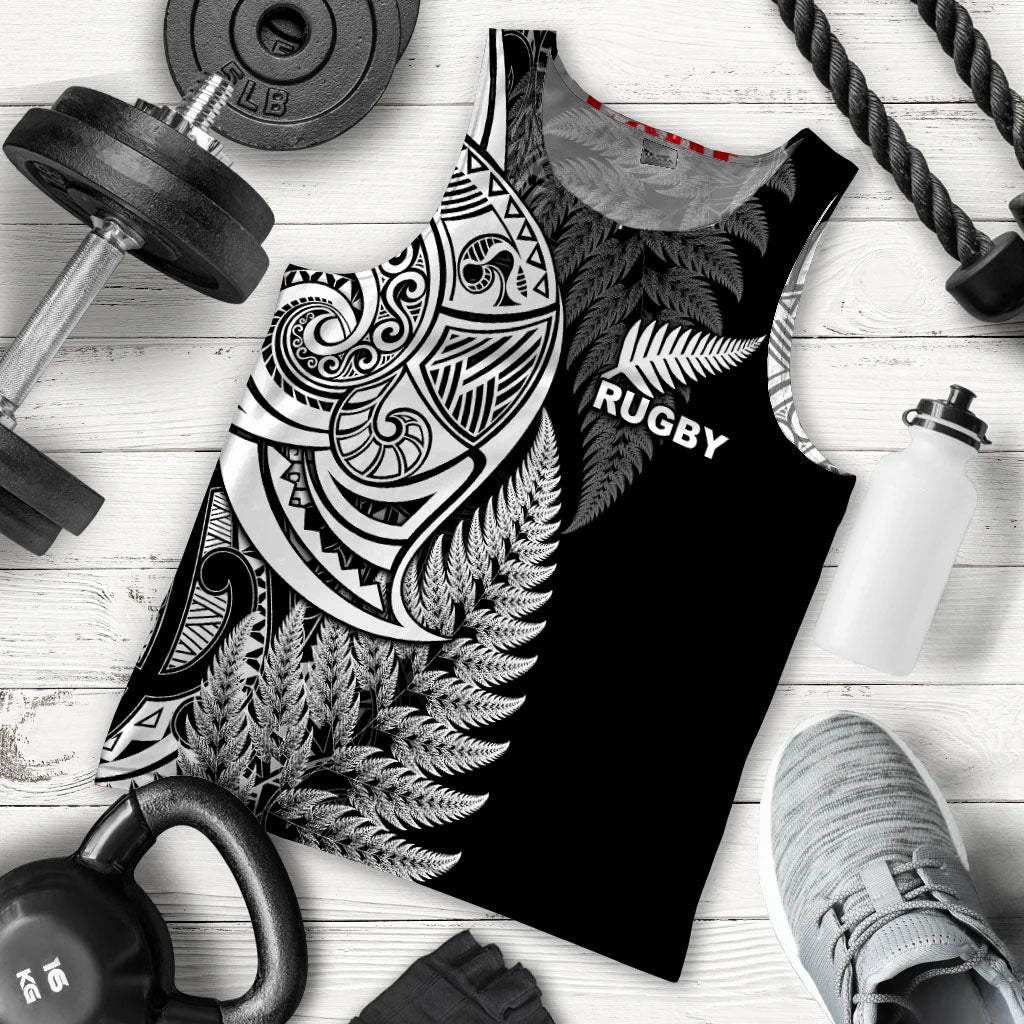 Maori Rugby Men Tank Top Tattoo Mix Fern Leaf