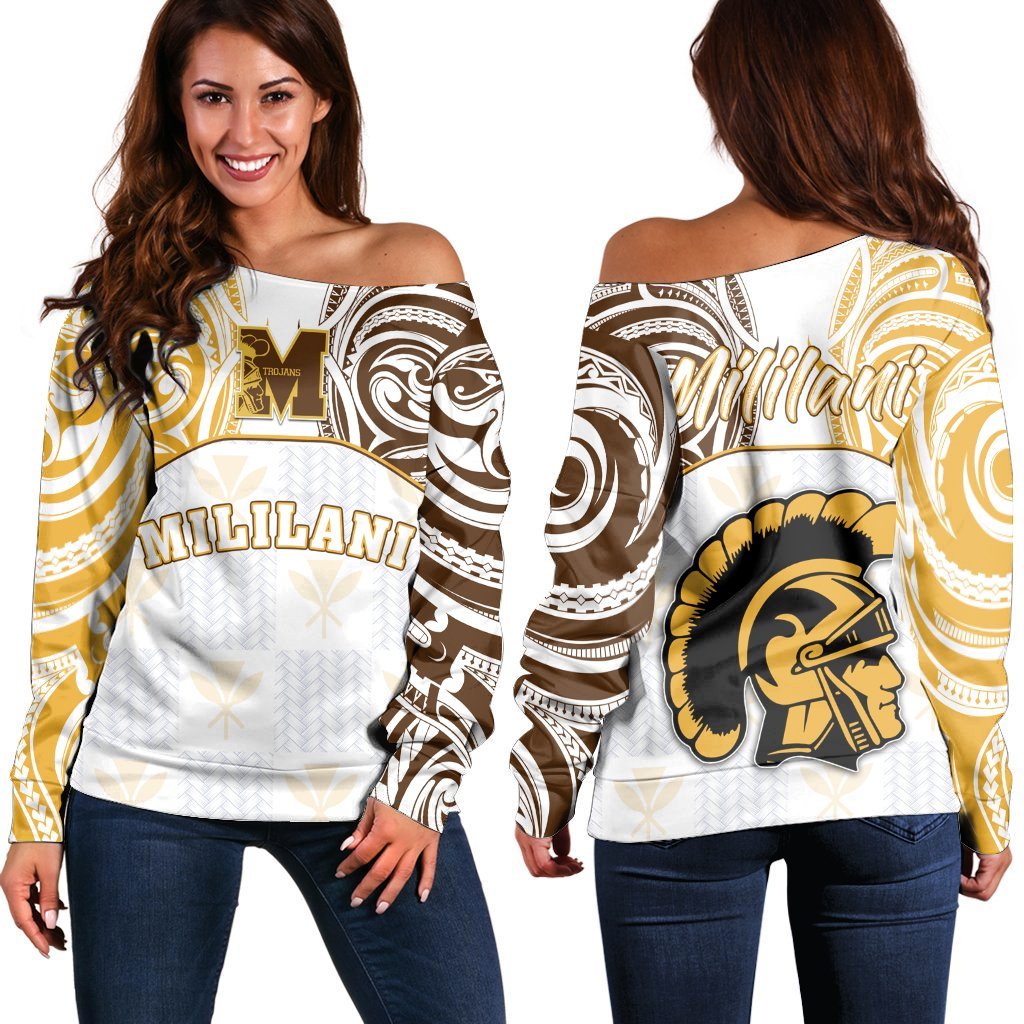 Hawaii Kanaka Mililani High School Off Shoulder Sweater Demodern Style AH