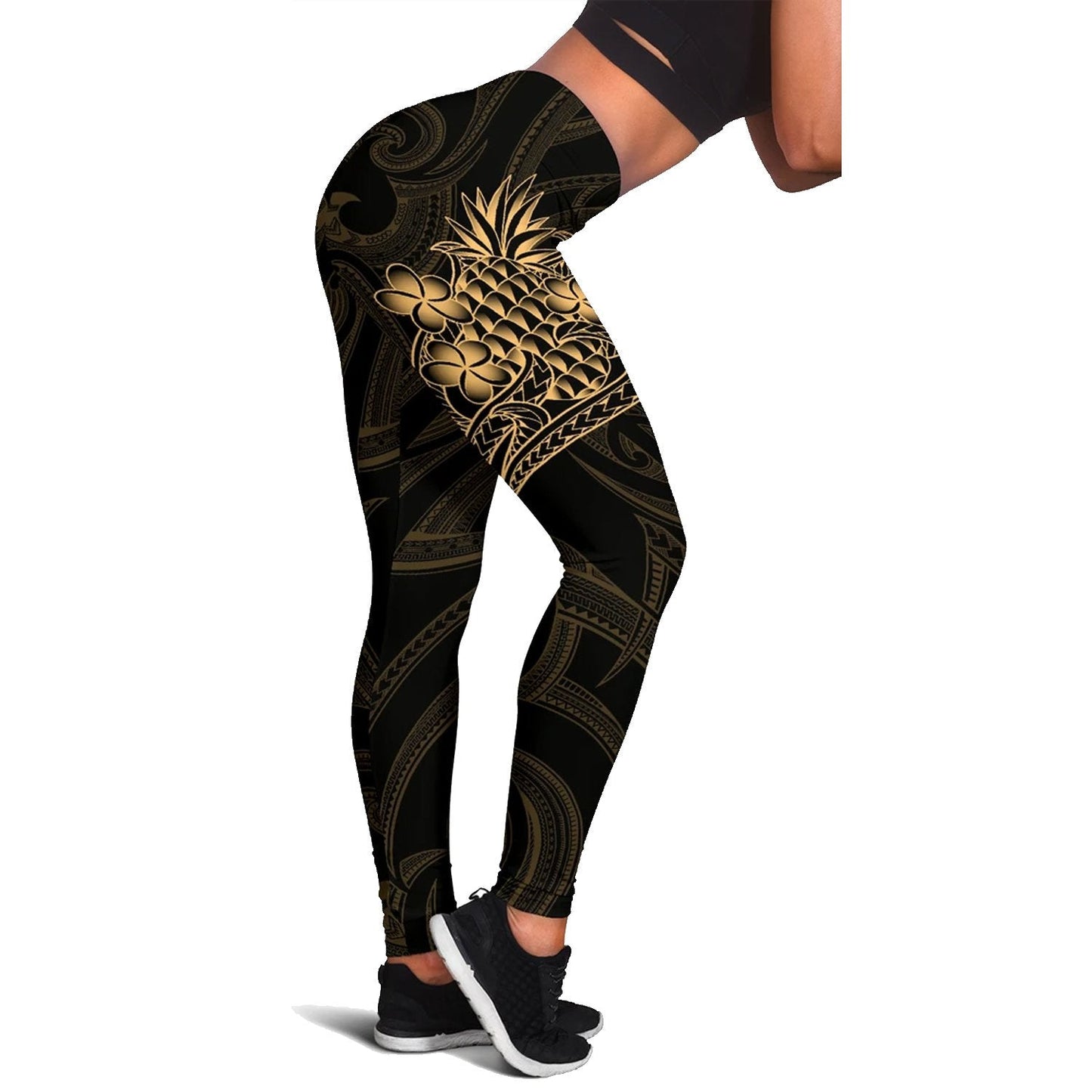 Polynesian Women's Leggings - Gold Pineapple