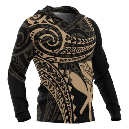 Hawaii Polynesian Hoodie Gold Tribal Pattern
