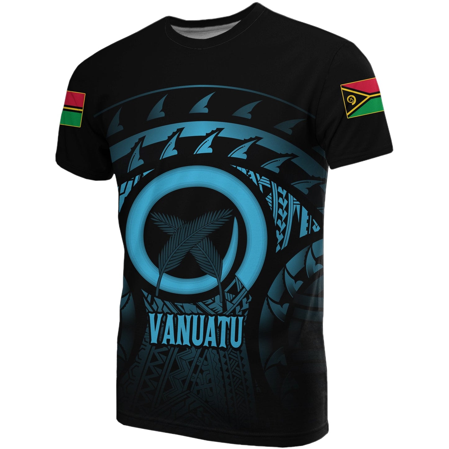 Vanuatu T-Shirt Vanuatu FLag Turtle Hibiscus Blue 
