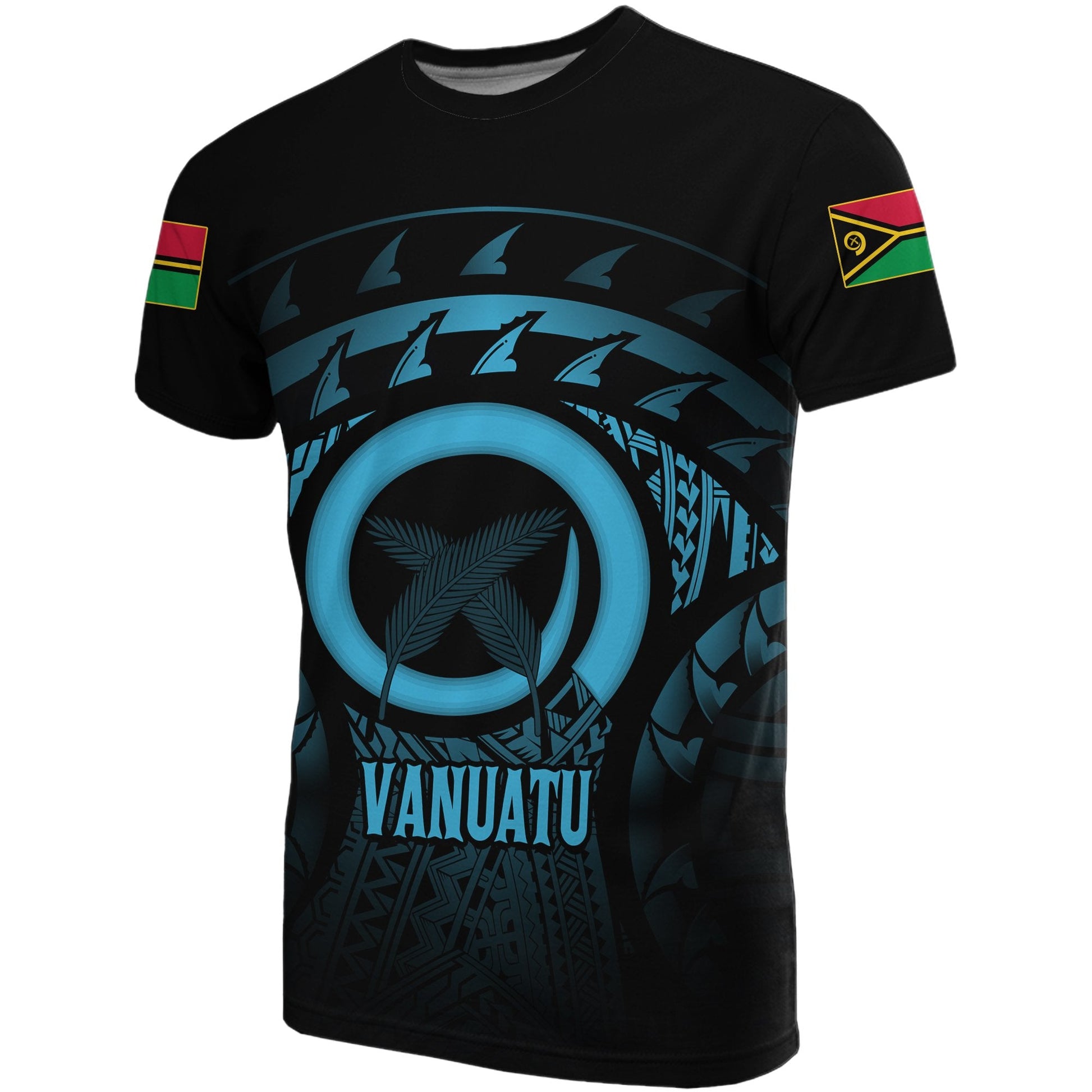 Vanuatu T-Shirt Vanuatu FLag Turtle Hibiscus Blue 