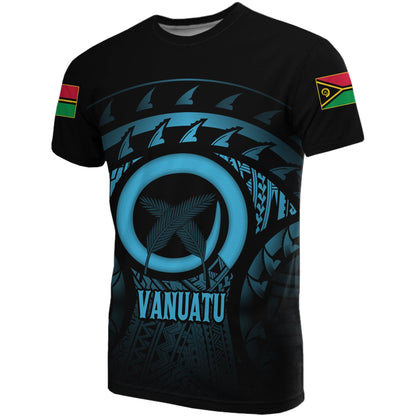 Vanuatu T-Shirt Vanuatu FLag Turtle Hibiscus Blue 