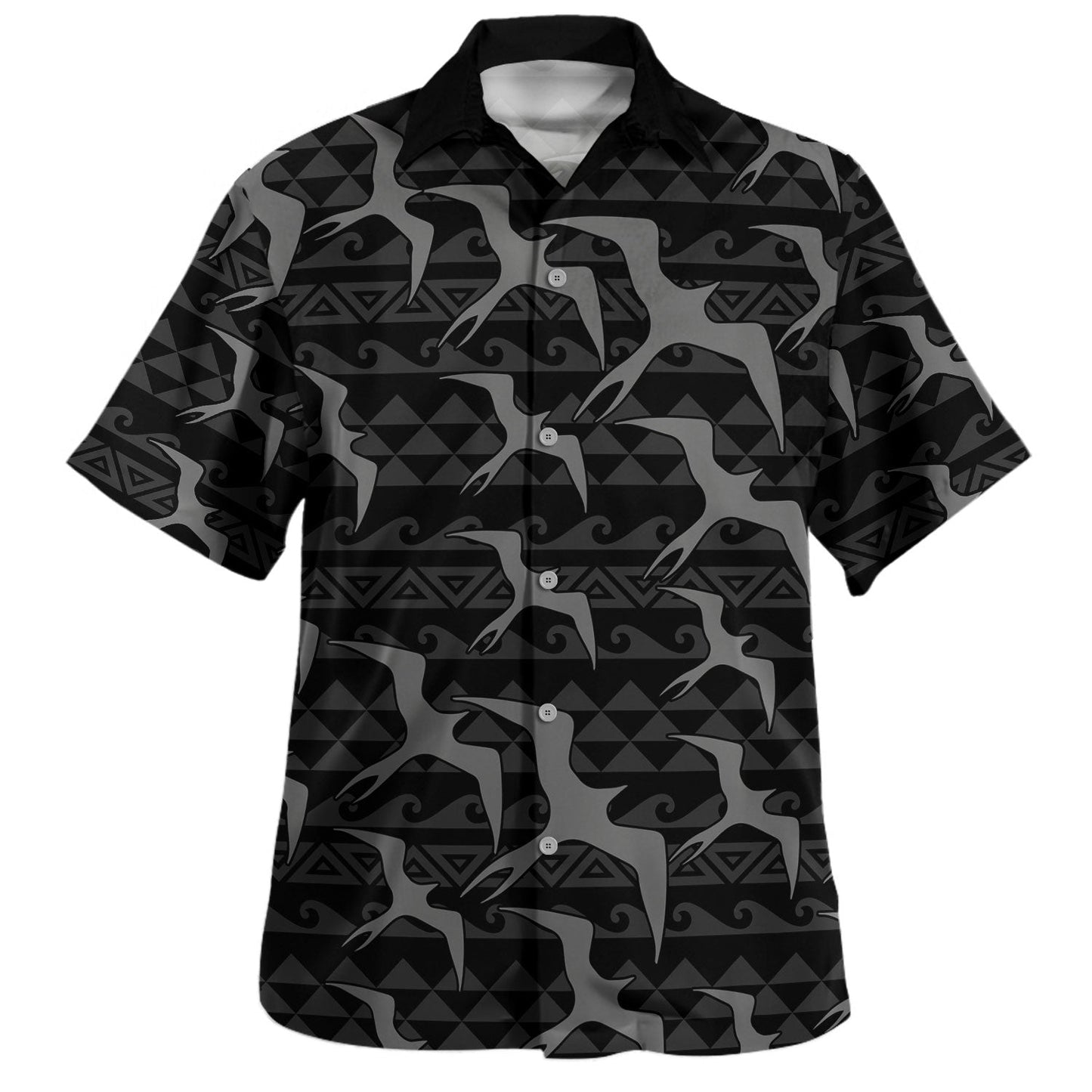 Hawaii Hawaiian Shirt Tribal Polynesia Iwa Bird Pattern Short Sleeve Shirt