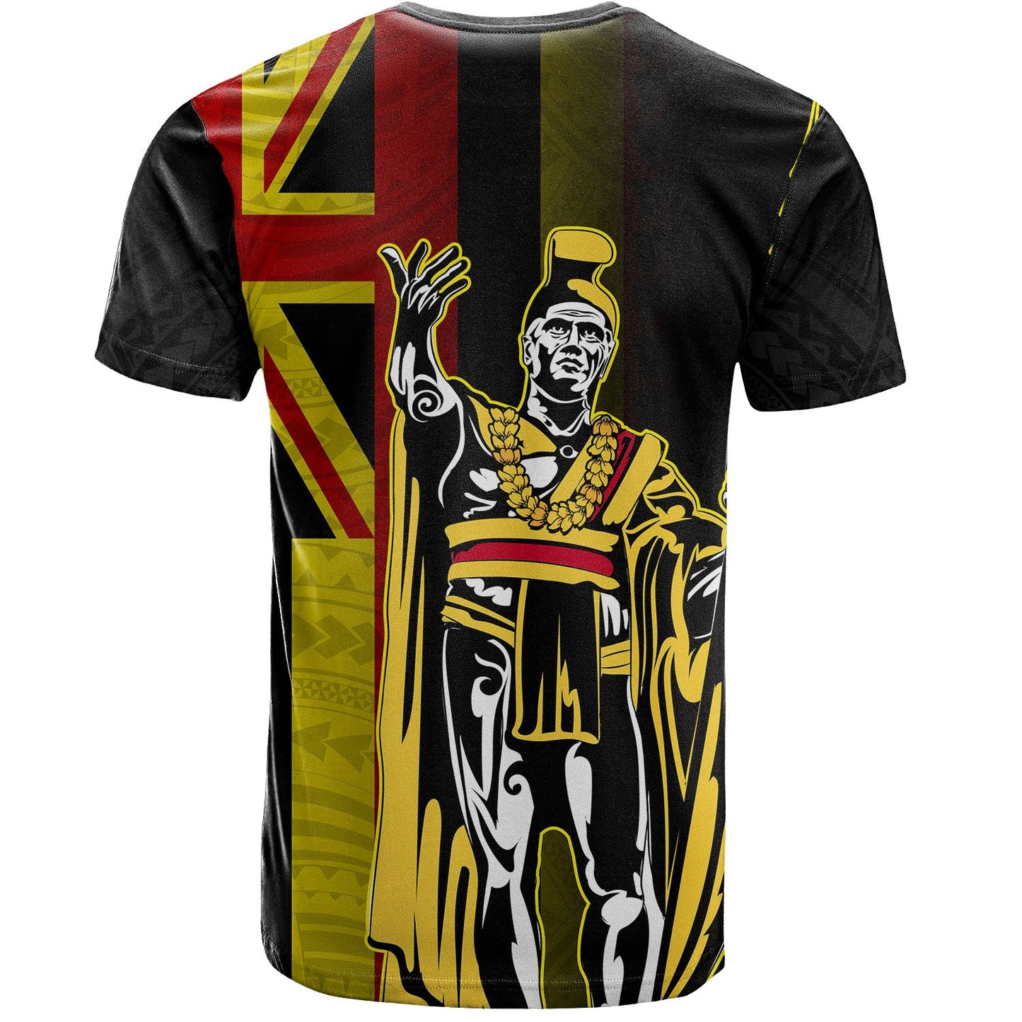 Hawaii T-Shirt King Kamehameha Gold Flag Island Royalty Style Short Sleeve Shirt