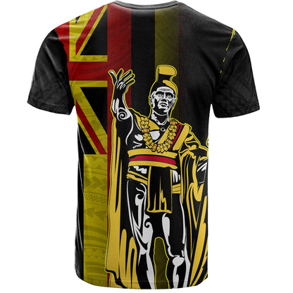 Hawaii T-Shirt King Kamehameha Gold Flag Island Royalty Style Short Sleeve Shirt
