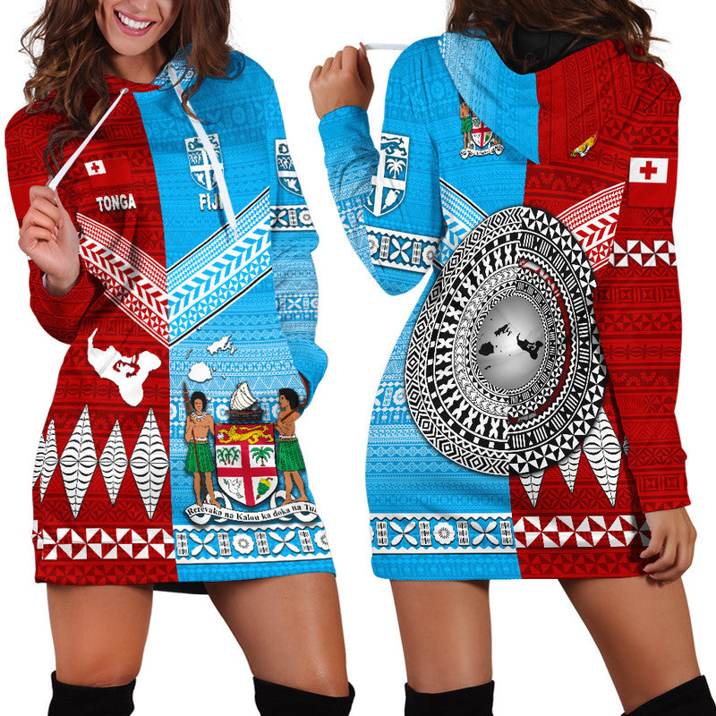 Tonga Ngatu And Fiji Tapa Hoodie Dress Together