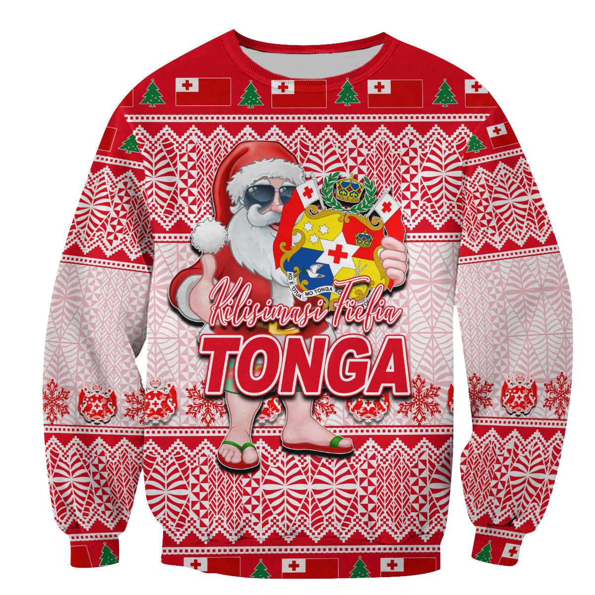 Tonga Christmas Sweatshirt Cool Santa Claus