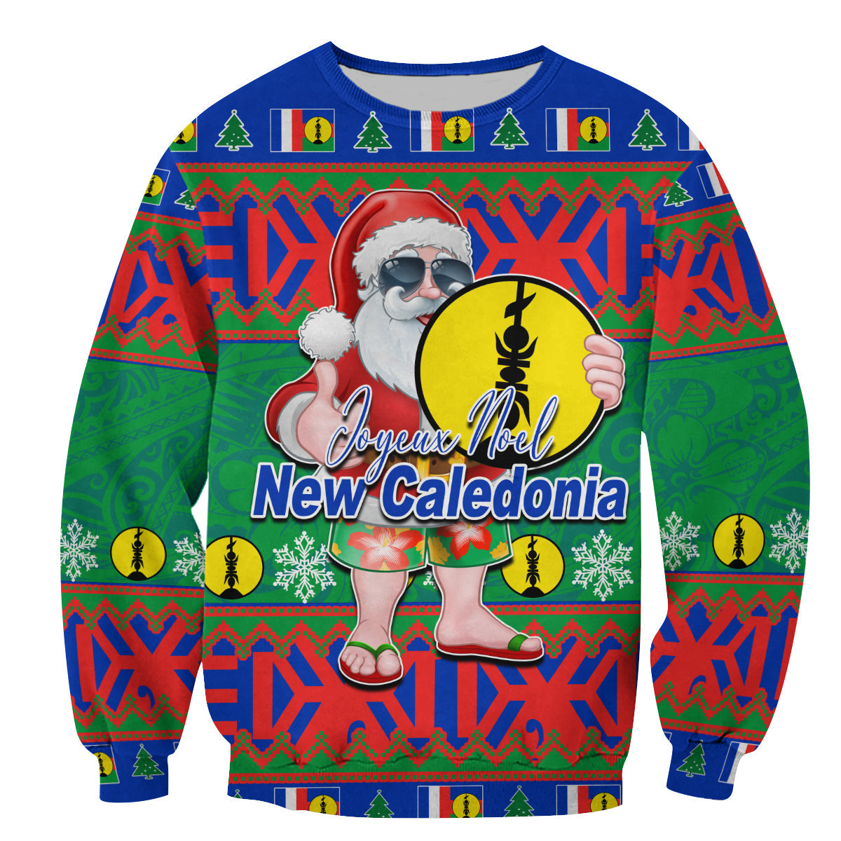 New Caledonia Christmas Sweatshirt Cool Santa Claus