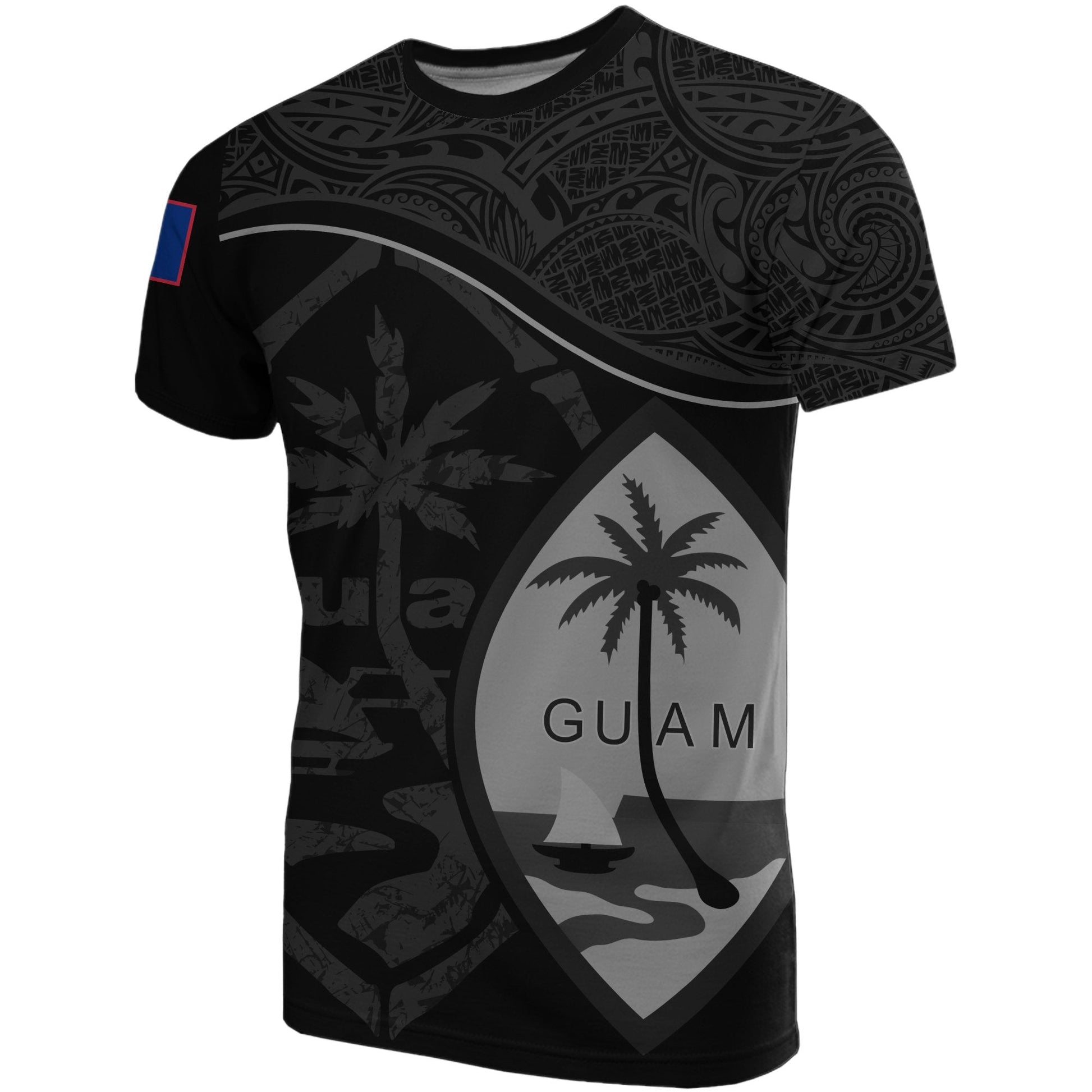 Guam T Shirts Guam Flag Black A02