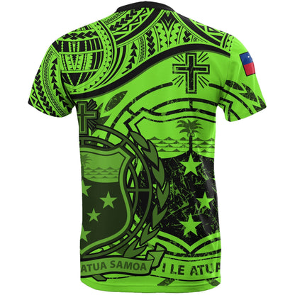 Samoa T - Shirts - Samoa Flag Coat Of Arms Green - A02