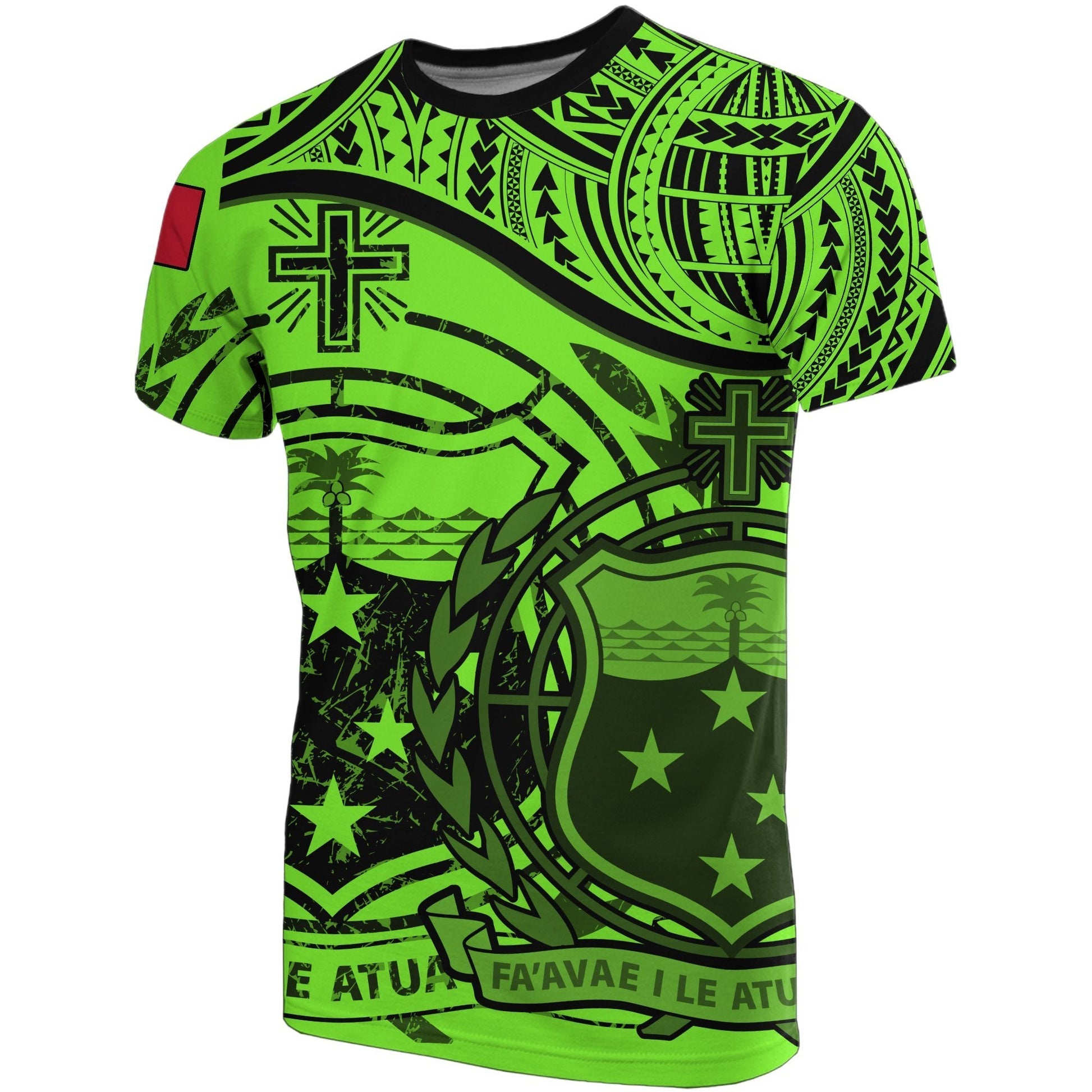 Samoa T - Shirts - Samoa Flag Coat Of Arms Green - A02