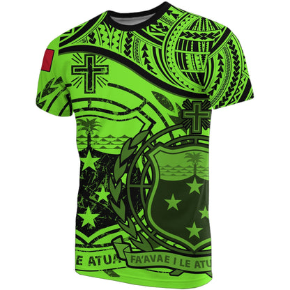 Samoa T - Shirts - Samoa Flag Coat Of Arms Green - A02