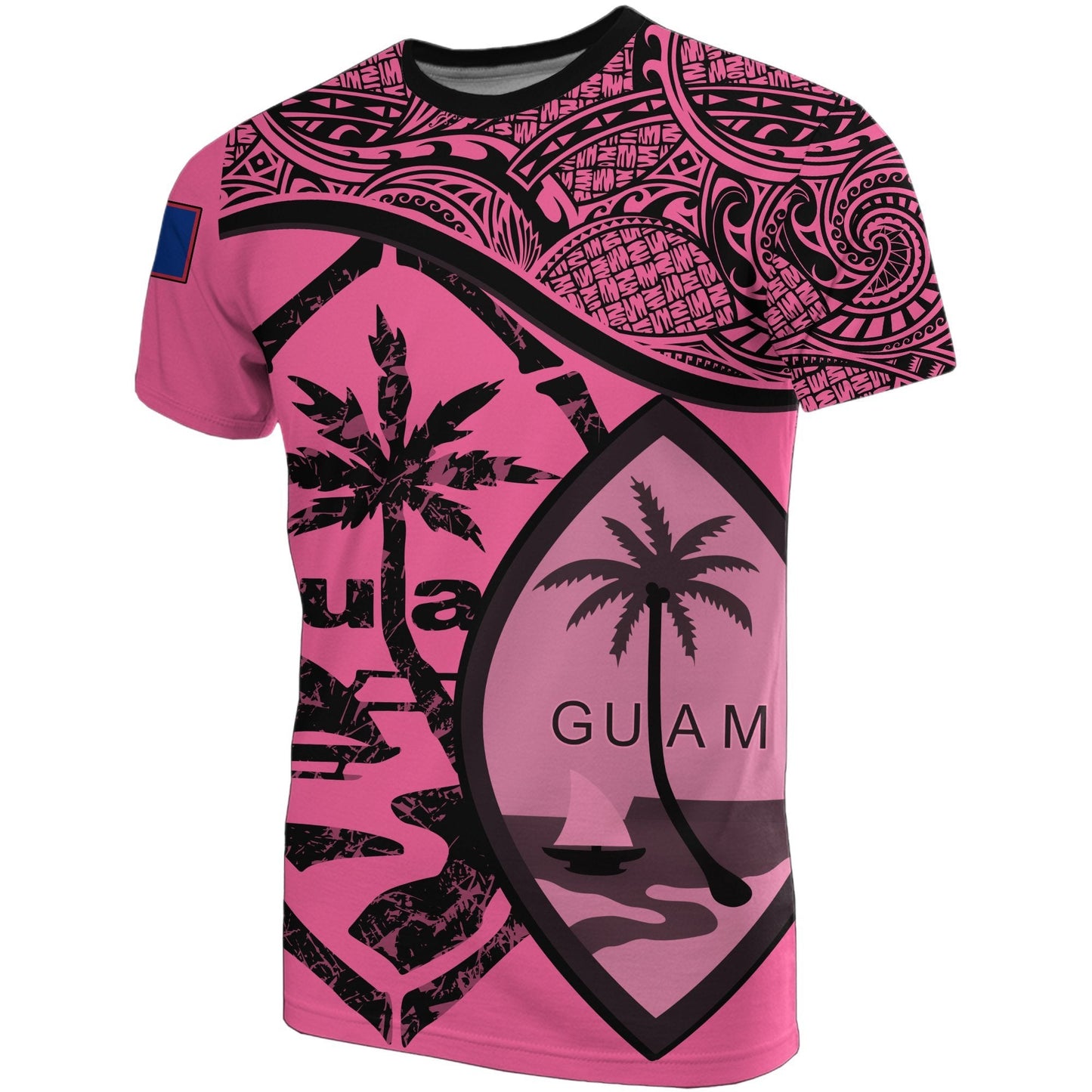 Guam T Shirts Guam Flag Pink A02