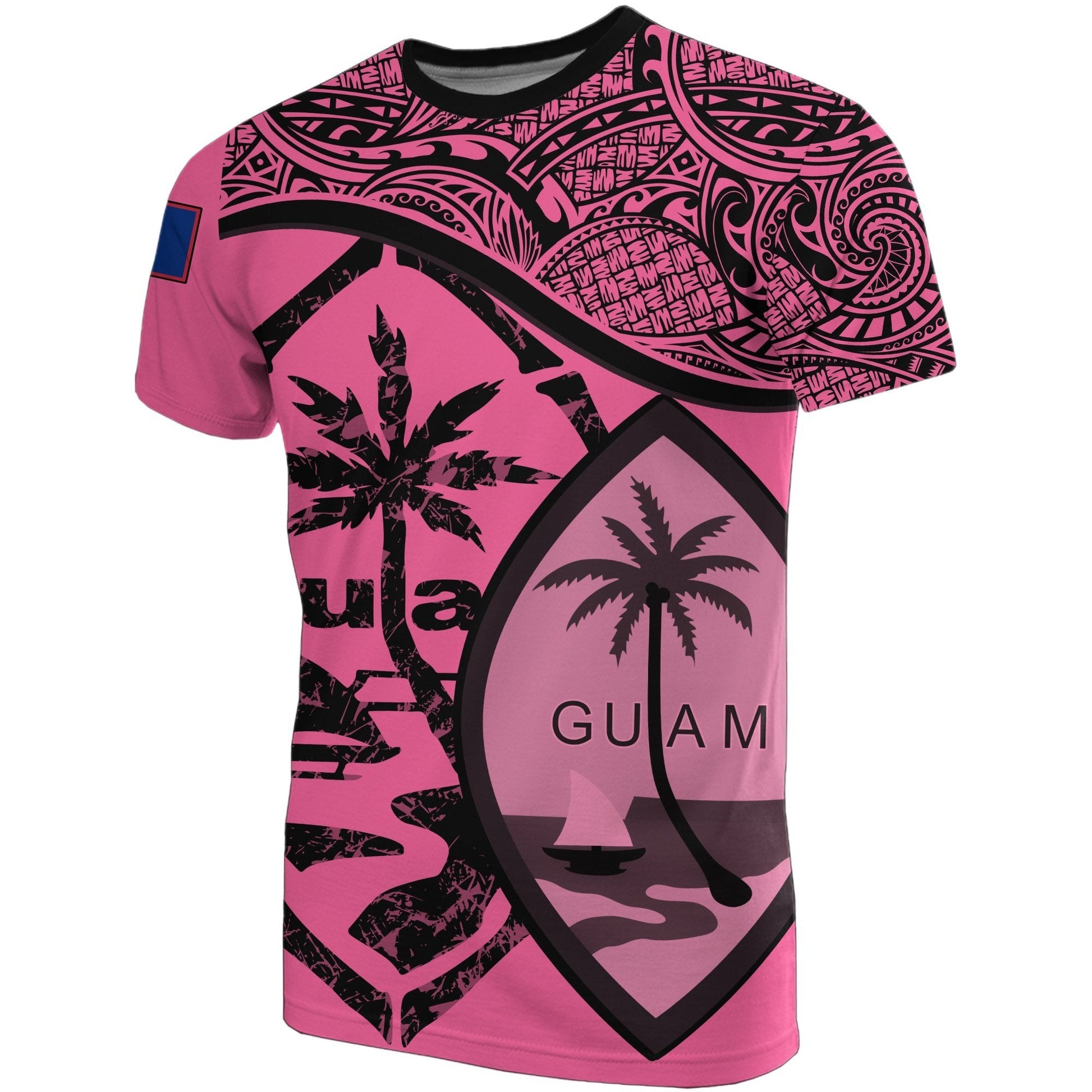 Guam T Shirts Guam Flag Pink A02