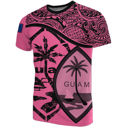 Guam T Shirts Guam Flag Pink A02