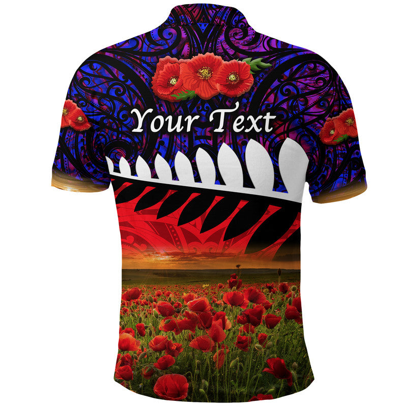Custom Personalised New Zealand Maori ANZAC Polo Shirt Poppy Vibes - Purple