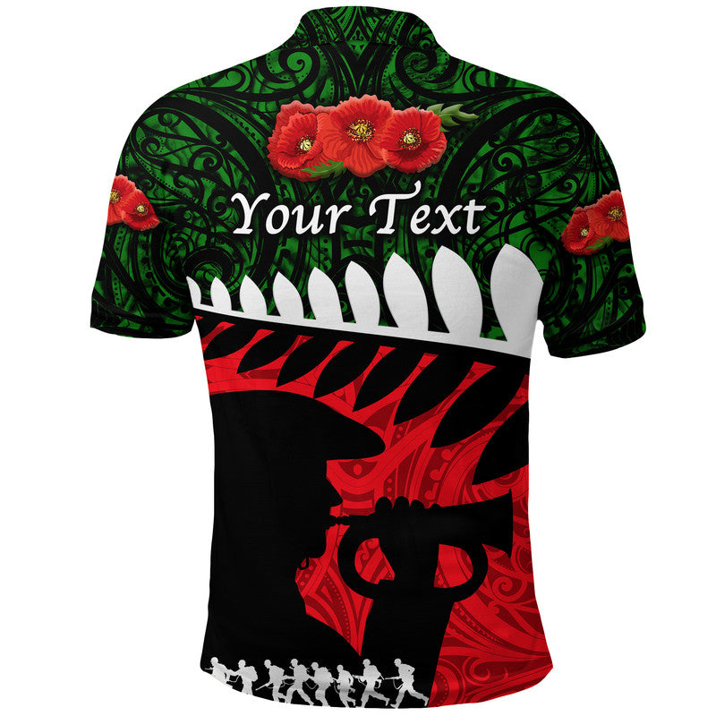Custom Personalised New Zealand Maori ANZAC Polo Shirt Remembrance Soldier - Green