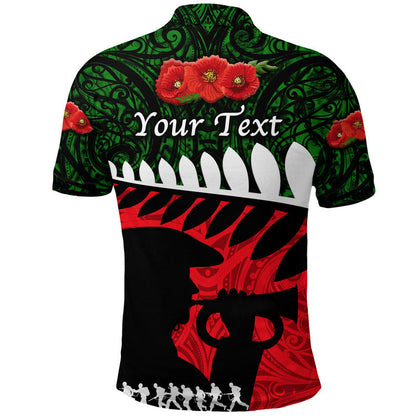 Custom Personalised New Zealand Maori ANZAC Polo Shirt Remembrance Soldier - Green