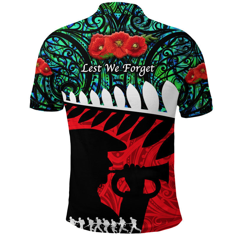 New Zealand Maori ANZAC Polo Shirt Remembrance Soldier - Turquoise