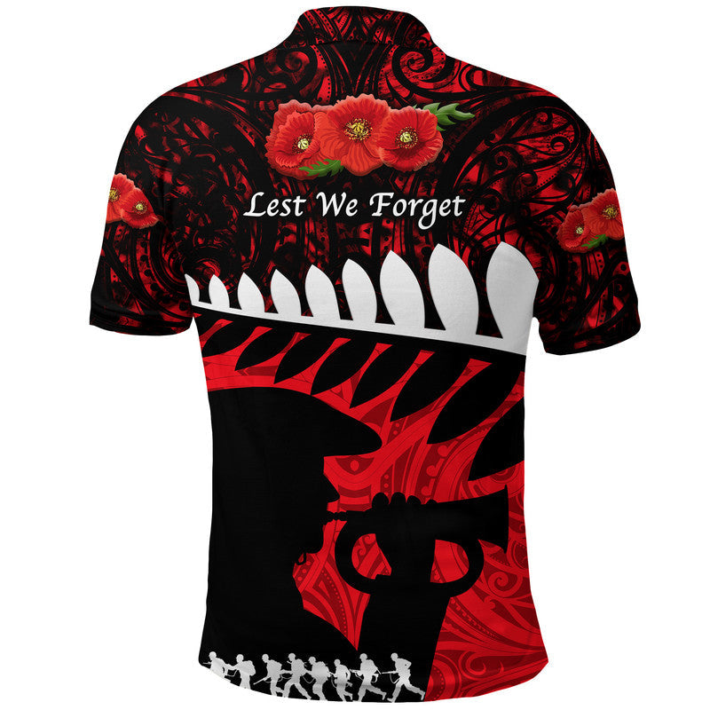 New Zealand Maori ANZAC Polo Shirt Remembrance Soldier - Red