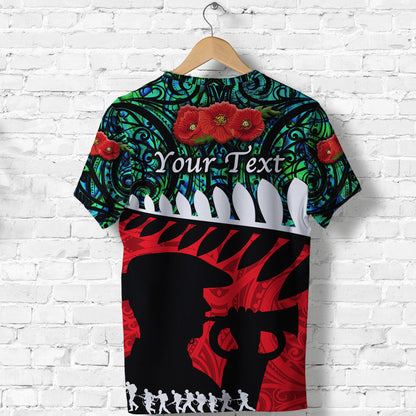 Custom Personalised New Zealand Maori Anzac T Shirt Remembrance Soldier - Turquoise