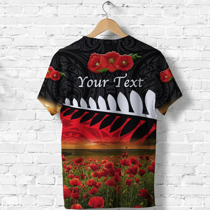 Custom Personalised New Zealand Maori Anzac T Shirt Poppy Vibes - Black
