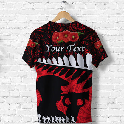 Custom Personalised New Zealand Maori Anzac T Shirt Remembrance Soldier - Red