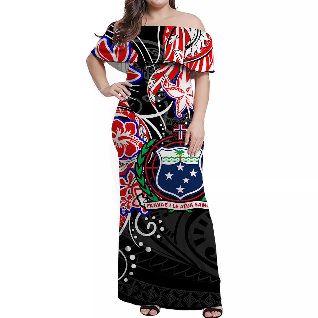 Samoa Off Shoulder Long Dress Be Unique Black
