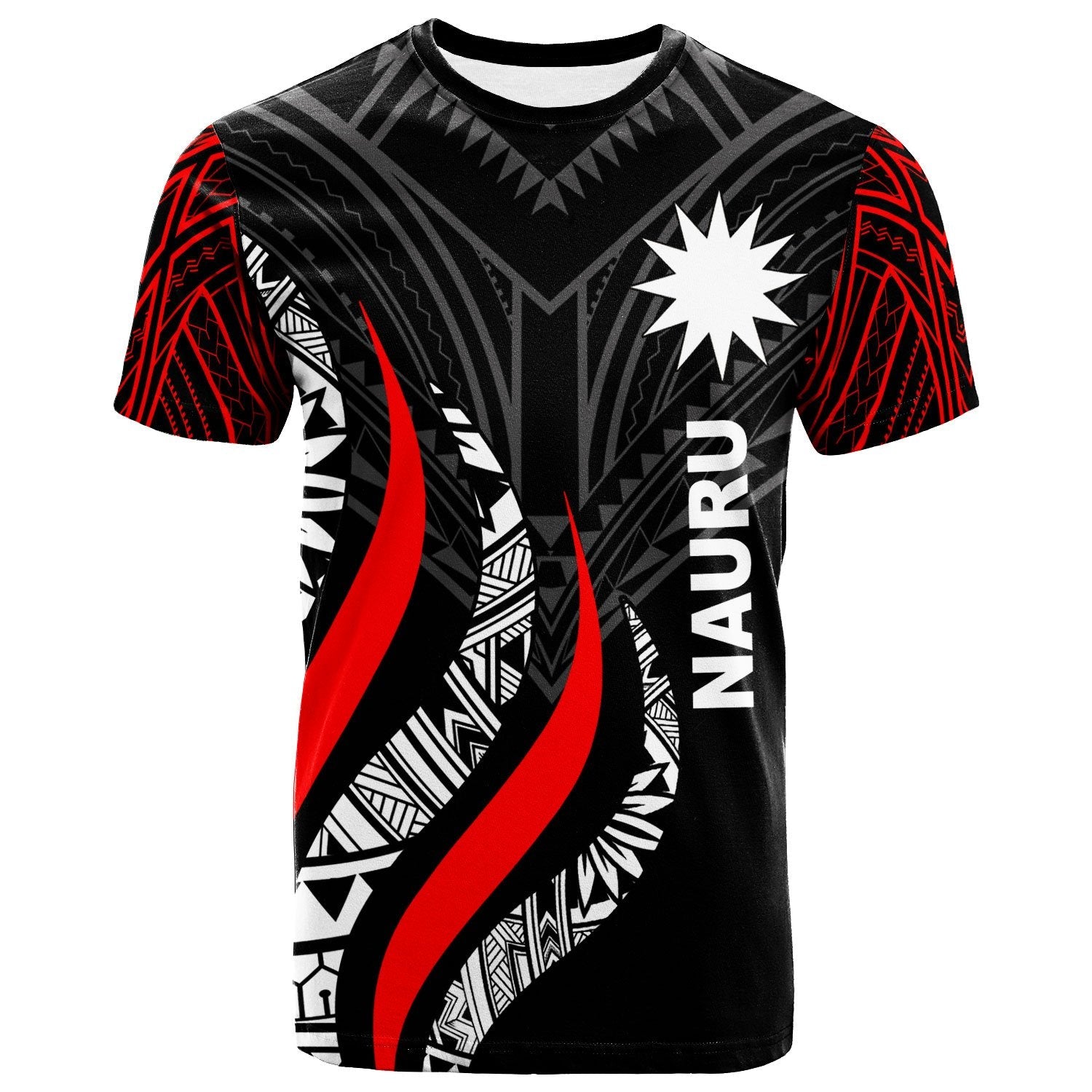 Nauru T - Shirt - Nauru Strong Fire Pattern Red