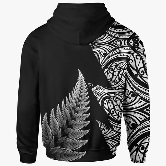 All Black Hoodie New Zealand Rugby Aotearoa Maori Style Zip Up Hoodie