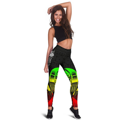 New Caledonia Polynesian Leggings - Polynesian Tattoo Reggae Version