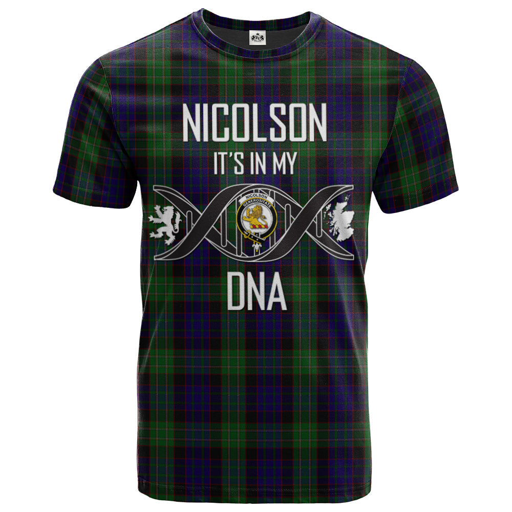 Printivon Nicolson Green Hunting Clan DNA In Me Tartan Crest T Shirt