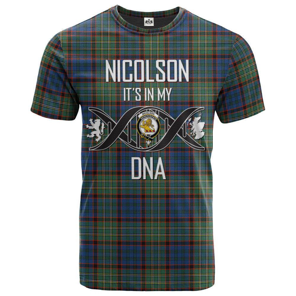 Printivon Nicolson Hunting Ancient Clan DNA In Me Tartan Crest T Shirt