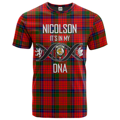 Printivon Nicolson Modern Clan DNA In Me Tartan Crest T Shirt