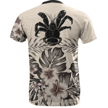 Niue T Shirt Niue Coconut Crab Beige Hibiscus
