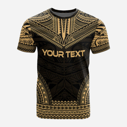 Niue Custom Personalised T Shirt Niue Seal Polynesian Chief Tattoo Gold Version