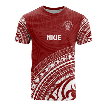 Niue All Over T Shirt Niue Seal Polynesian Tribal Red Version