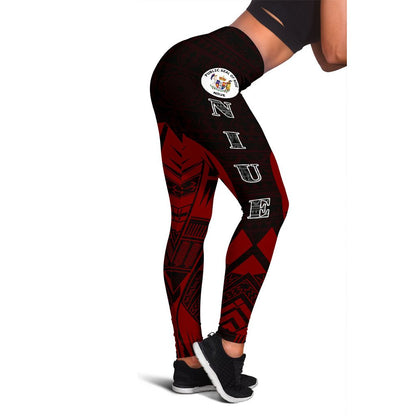 Niue Polynesian Leggings - Polynesian Tattoo Red Version