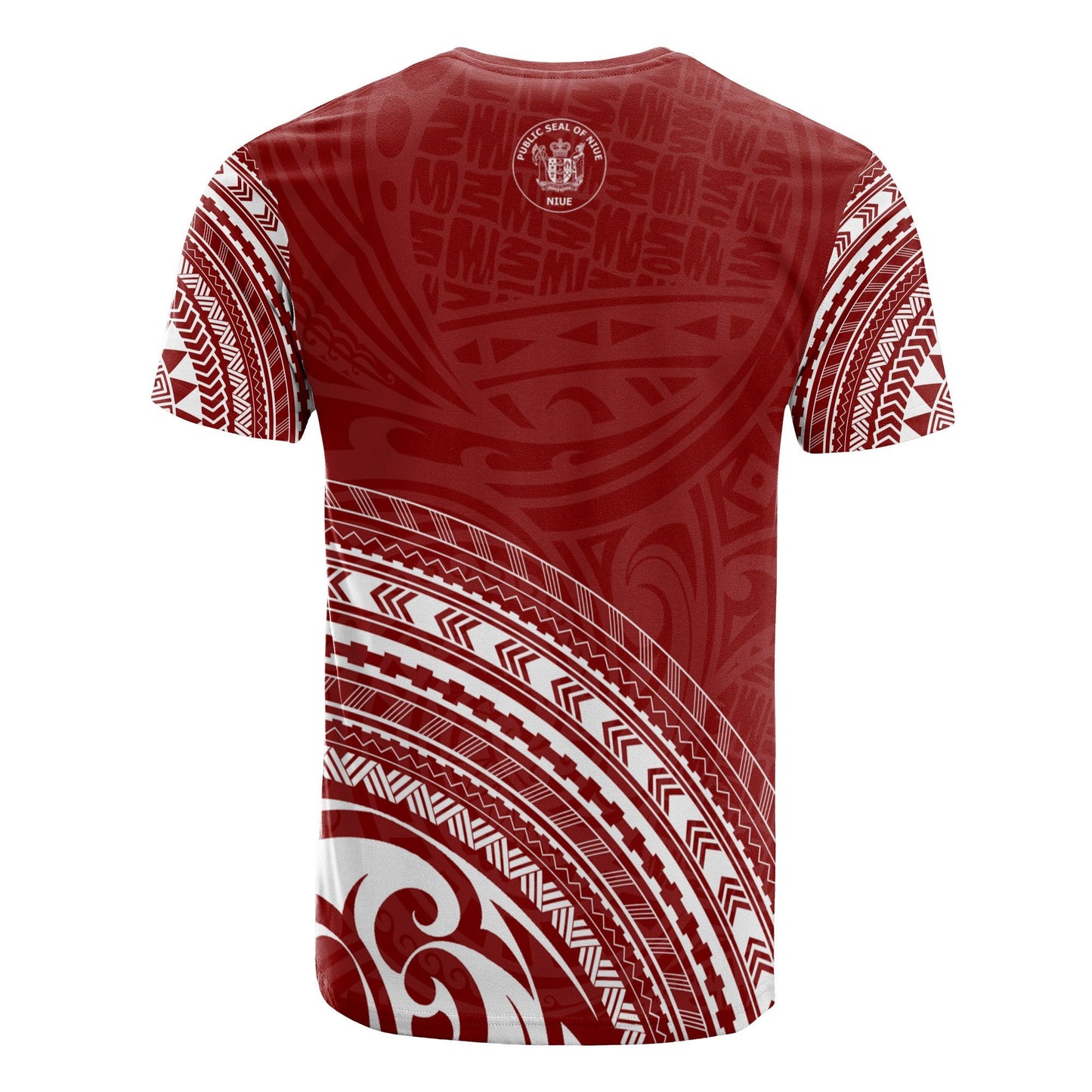 Niue All Over T Shirt Niue Seal Polynesian Tribal Red Version