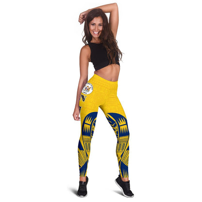 Niue Polynesian Leggings - Polynesian Tattoo Flag Version