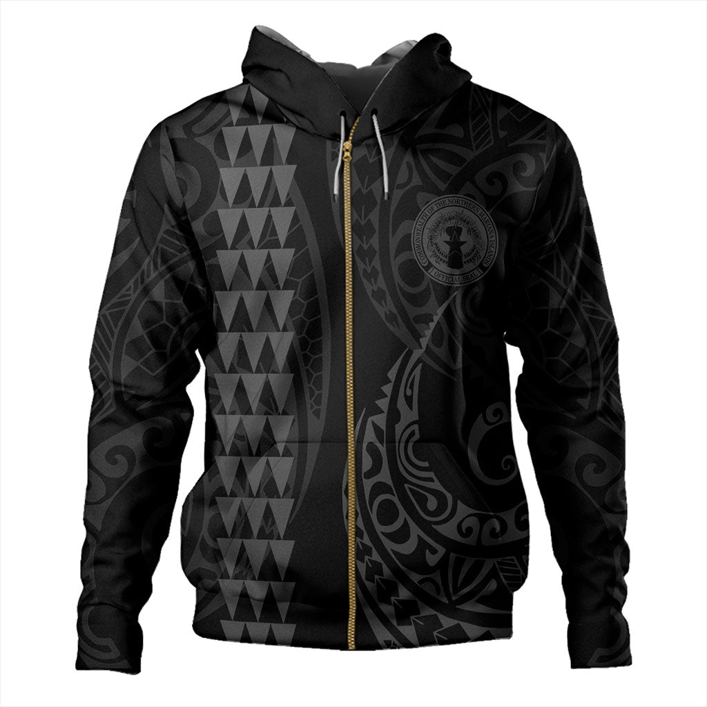 Northern Mariana Islands Hoodie Kakau Style Black Hoodie